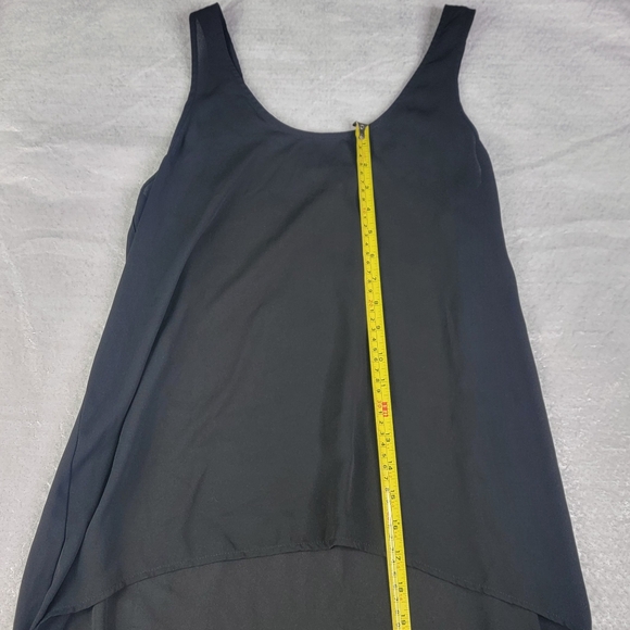 Decree Black Sheer Tank Top Layered Size Large 100% Polyester Elongated Back - Picture 2 of 6
